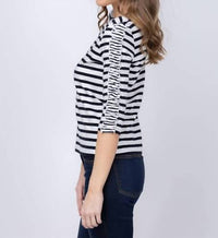 Elliott Lauren - Aligned Stripe Elbow Sleeve Top