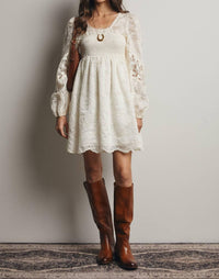 Forte The Ada Embroidered Lace Mini Dress in cream - women's dress - view 5