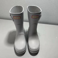 HUNTER Women's Originals Short Slip On Rubber Rain Boots in grey white - women's shoe - detail view