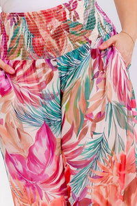White Birch - Floral Wide Leg Palazzo Pants - Plus