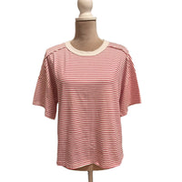 LA MIEL Coastal Shoreline Boxy Tee in red summer stripe - women's t-shirt - alternate view