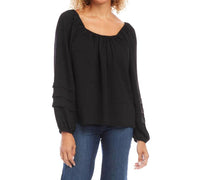 Karen Kane - Bobbi Pleat Sleeve Crepe Peasant Top