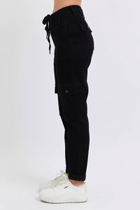 Judy Blue High Waist Cargo Cuffed Jogger in black - women's pants - alternate view