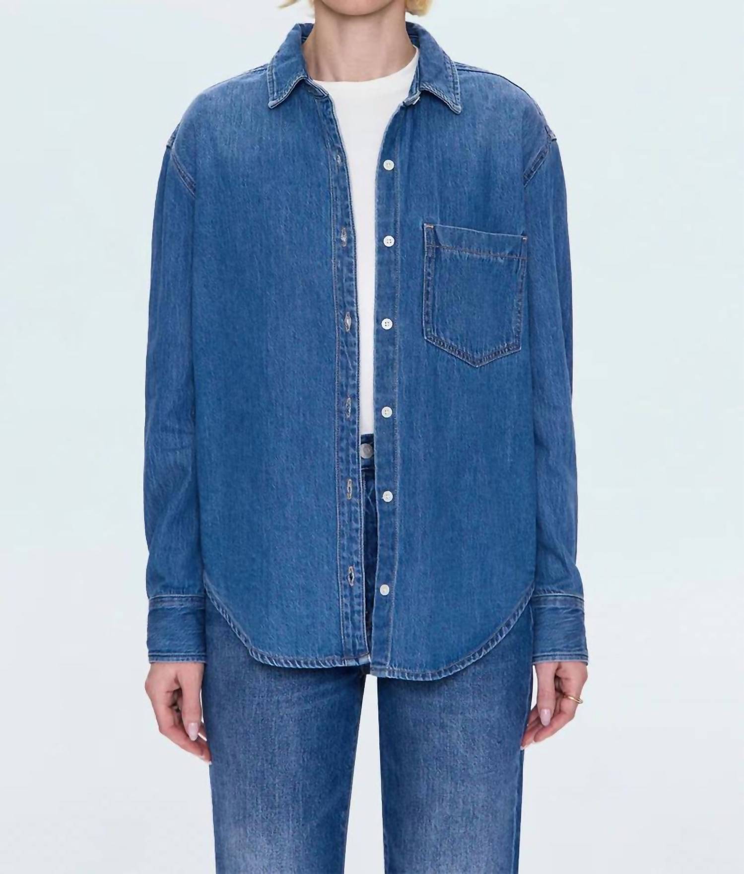 PISTOLA Jamie Essential Denim Shirt in medium blue - women's shirt