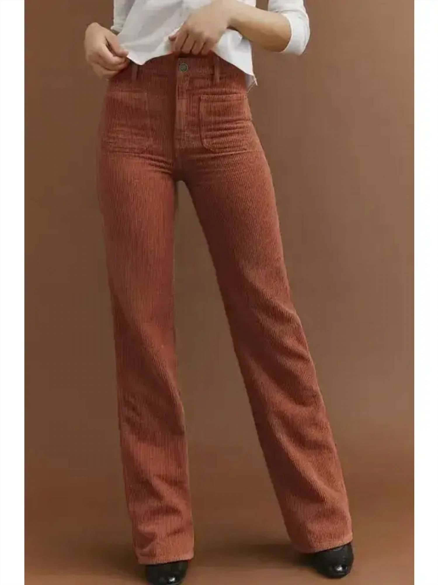 ePretty CORDUROY HIGH WAISTED PANTS in rust - women's pants