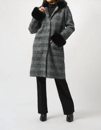 Joseph Ribkoff - Plaid Long Blazer Coat