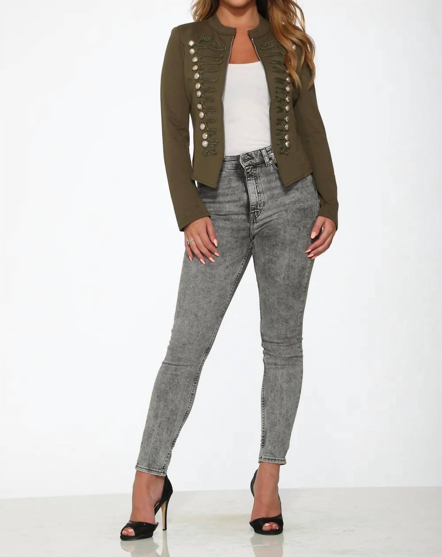 Orchid Bloom - Passementerie Detailed Military Jacket