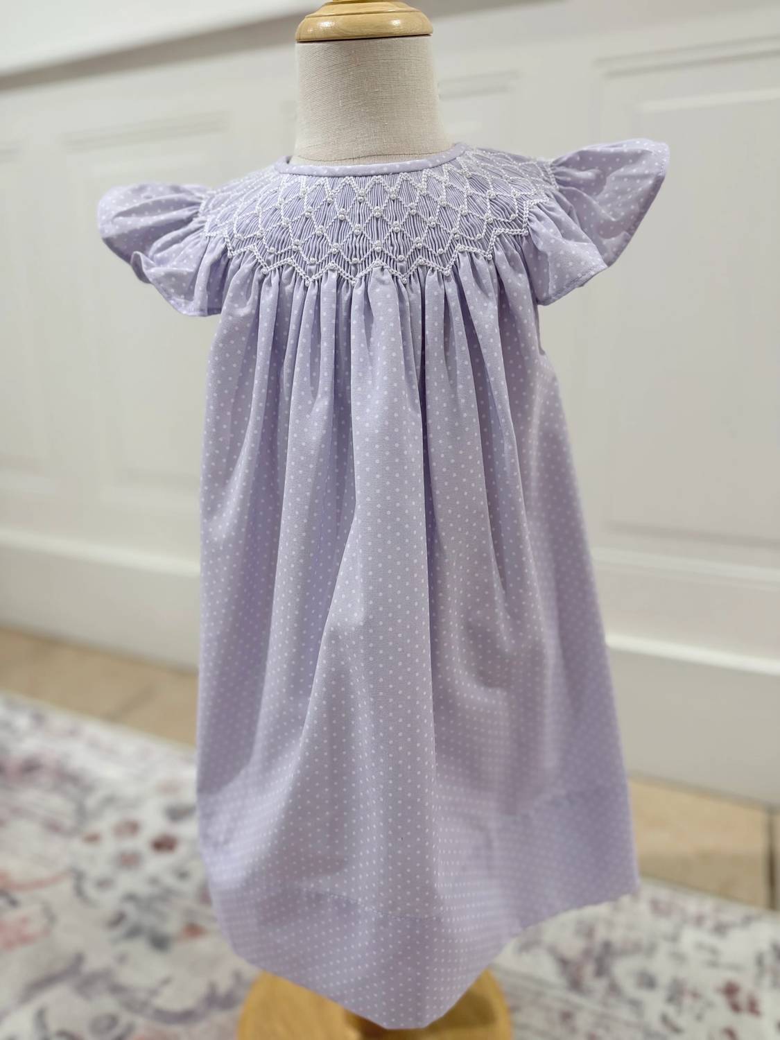 Sweet Dreams - Girls' Cathy Polka Dot Pearl Smocked Dress