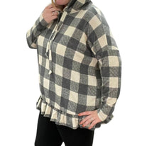 Honeyme - Plaid Hooded Long Sleeve Top
