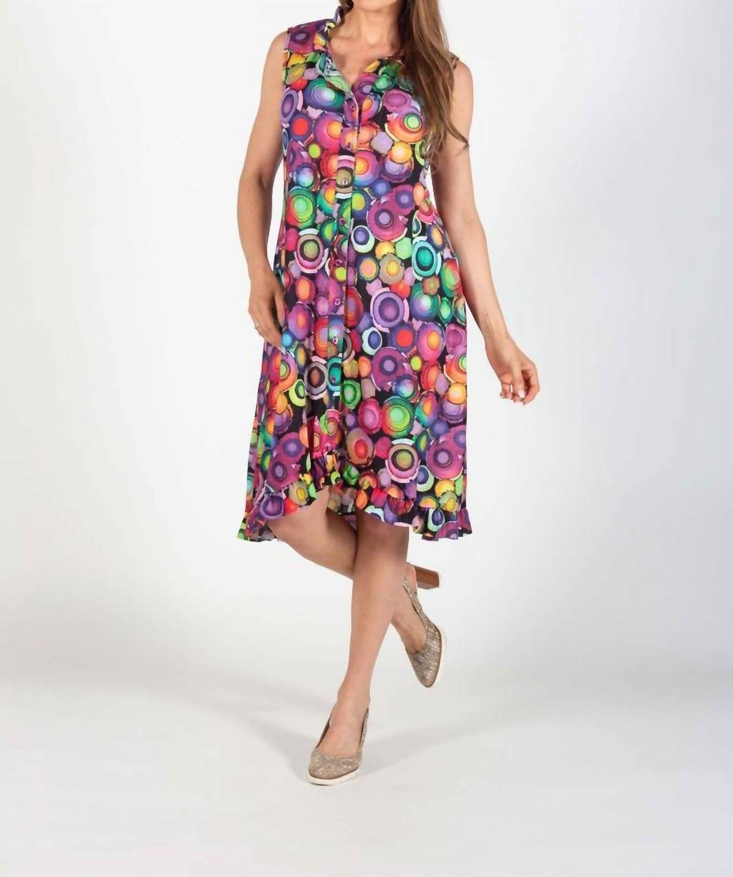 Pure Essence - Ruffle Collar Sleeveless Dress