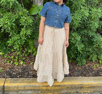 Cozy Co. - Pearl Denim Short Sleeve Shrug Top
