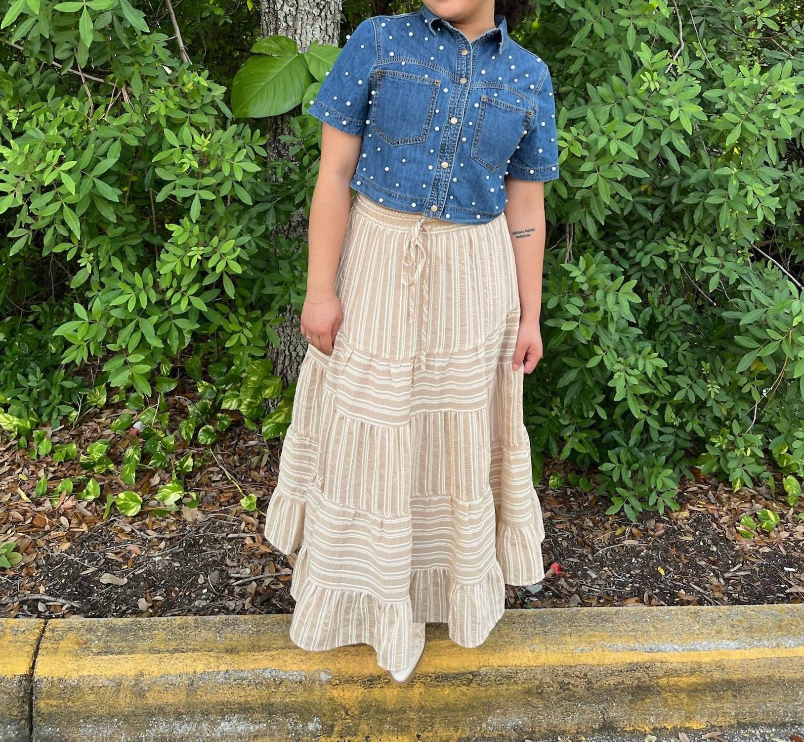 Cozy Co. - Pearl Denim Short Sleeve Shrug Top