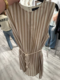 Kld. Signature - Sleeveless Striped Romper With Belt