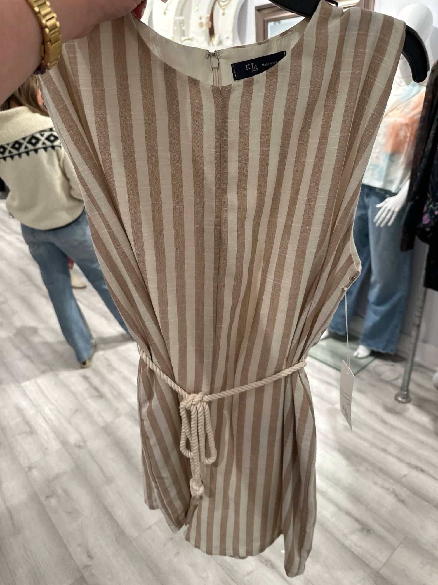 Kld. Signature - Sleeveless Striped Romper With Belt