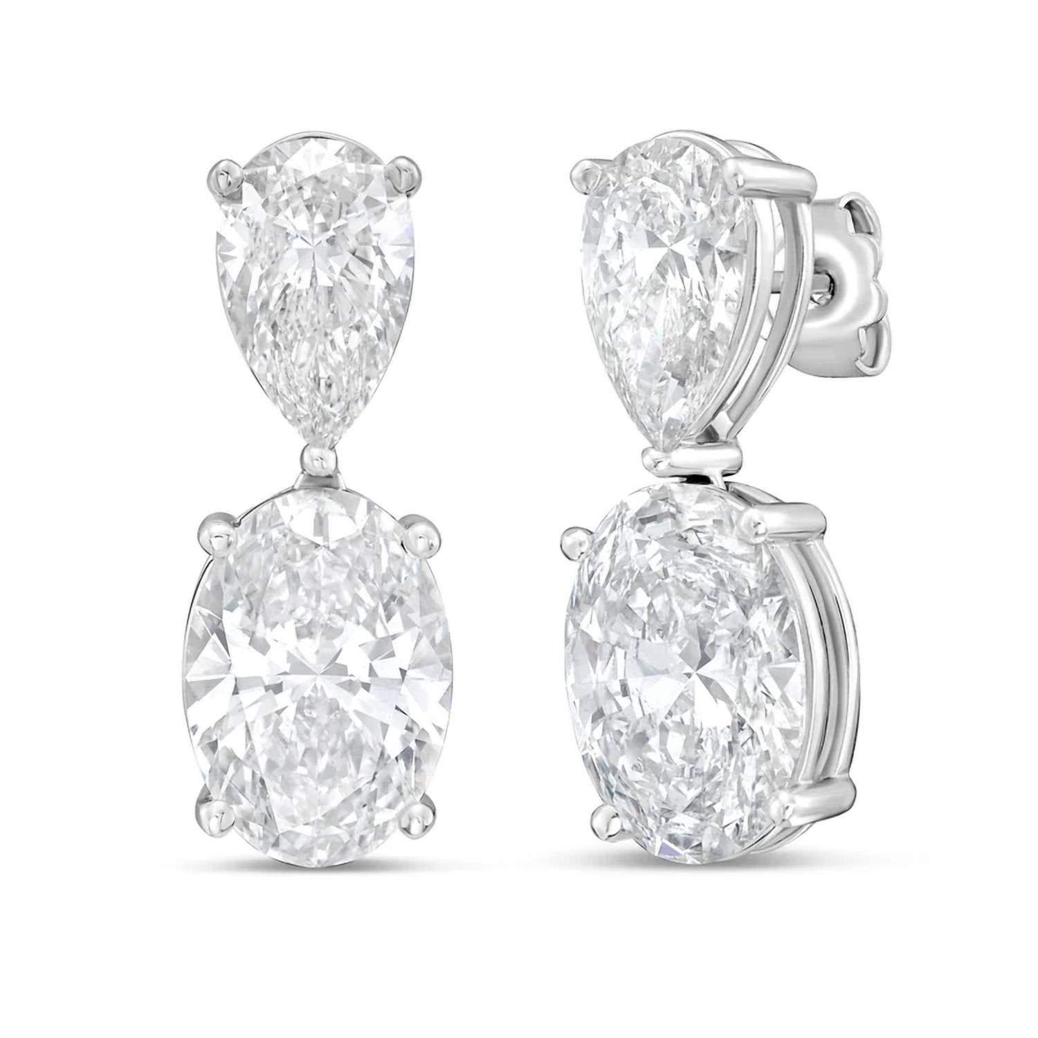 Diana M Jewels - Women's Pear Lab-grown Diamond Stud Earrings (12.00 Ct Tcw) - Luxe