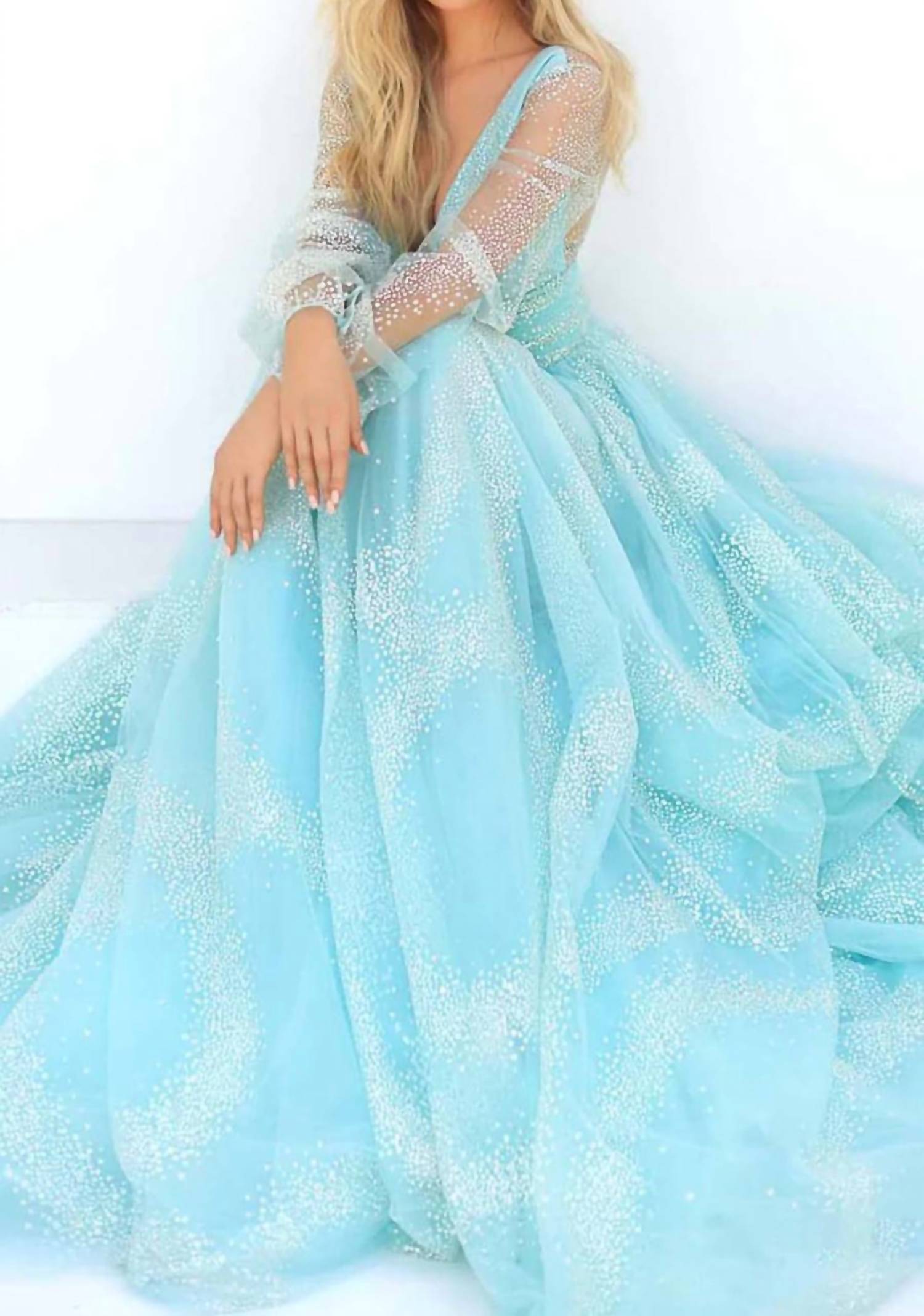 Tarik Ediz - Plunging V-neck Prom Dress
