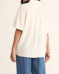 Z Supply Women's Tinsley Button Up Shirt in sea salt - women's shirt - detail view