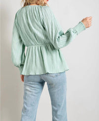 143 Story - Long Sleeve Tie Front Top