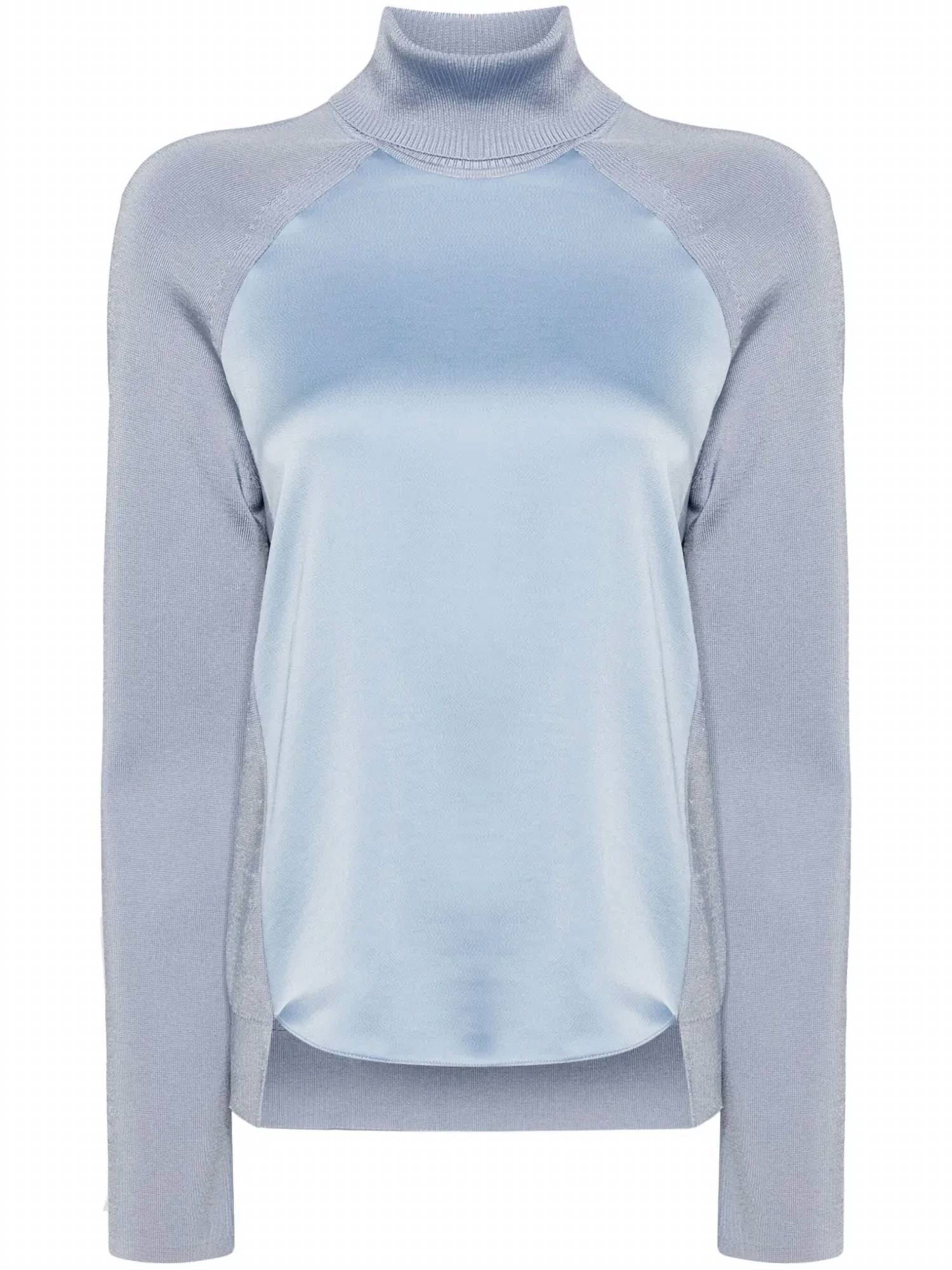 SIMKHAI Mateo Long-sleeve Turtleneck Combo Top in marino blue - women's long sleeve top - view 5