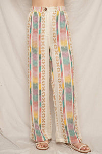 En Creme - Embroidered Pants With Back Elastic