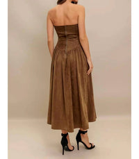 Flying Tomato - Faux Suede Midi Dress