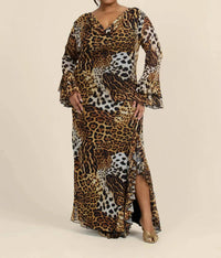 Fashion Szn Curve - Ruffle Leopard Print Maxi Dress - Plus