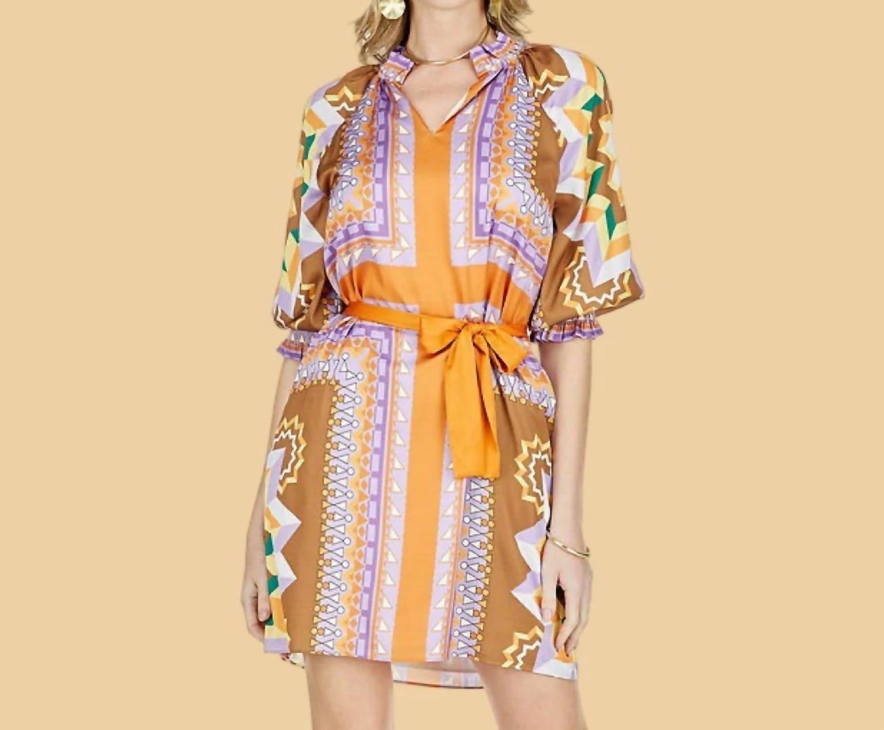 Jade - Scarf Print Peasant Dress