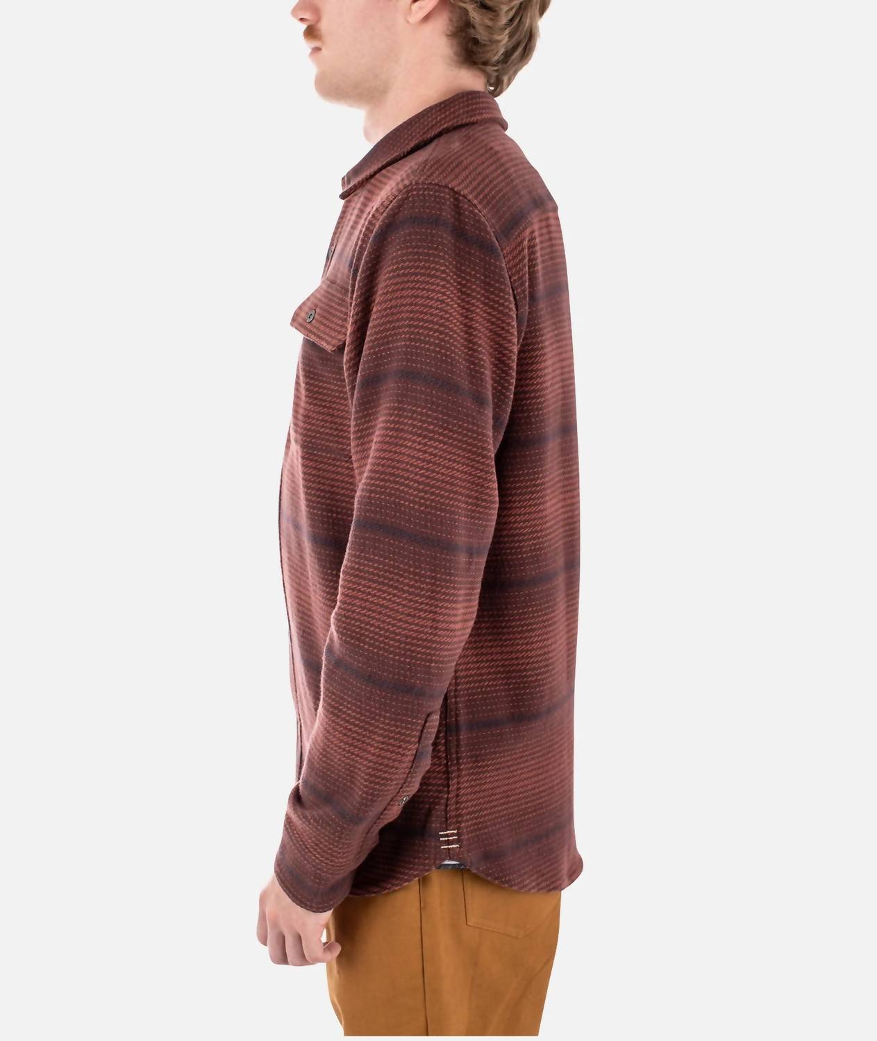 Jetty Horizon Flannel Shirt in oxblood black - men's shirt - alternate view