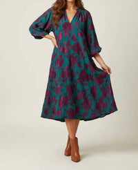 Umgee - Midnight And Velvet Collared Midi Dress