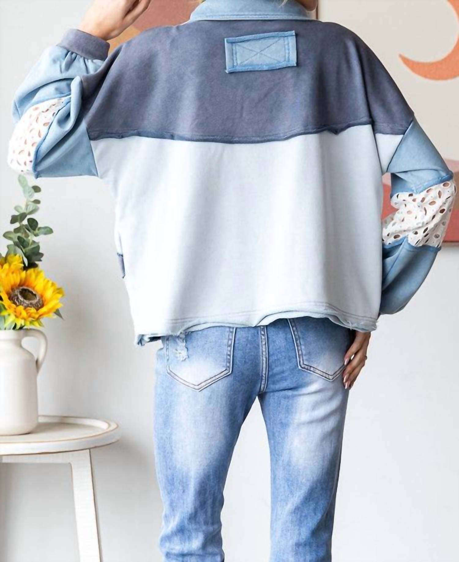 Oli & Hali - Collared Top With Eyelet Lace