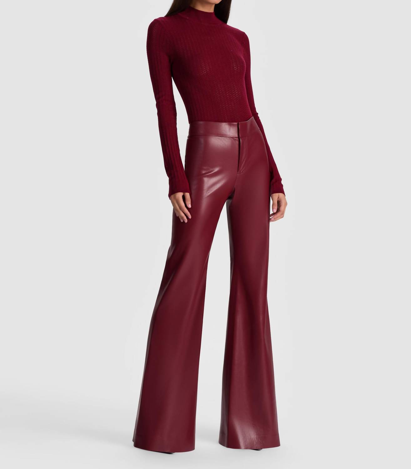 Alice + Olivia - Lanie Pointelle Long Sleeve Mock Neck Top