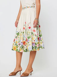 Current Air - Floral Printed A-line Midi Skirt
