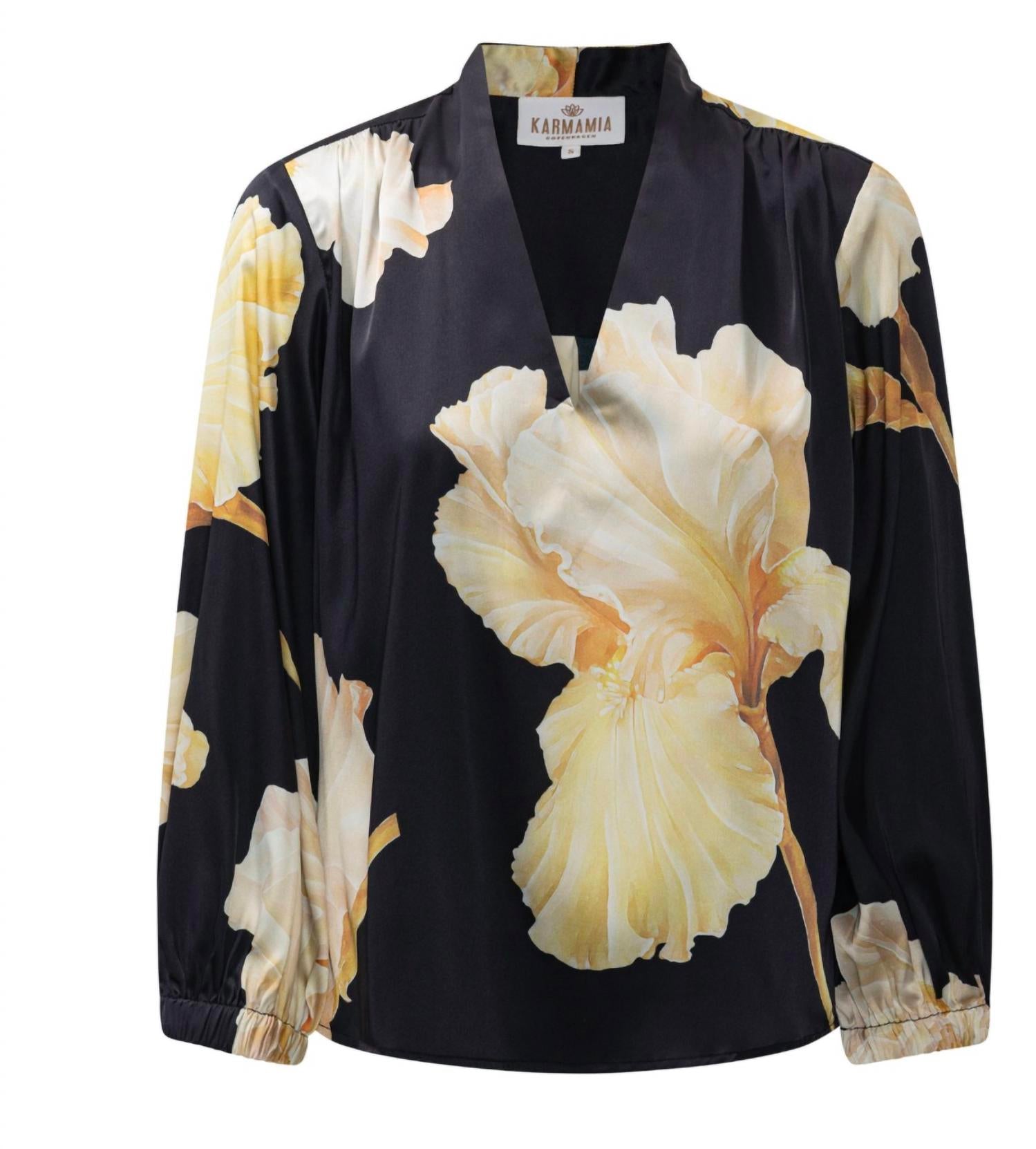 Karmamia JODY LONG SLEEVE BLOUSE in gold maxi flower - women's blouse - alternate view