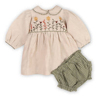 Viverano Organics - Baby's Floral Peter Pan Dress And Fancy Bloomer