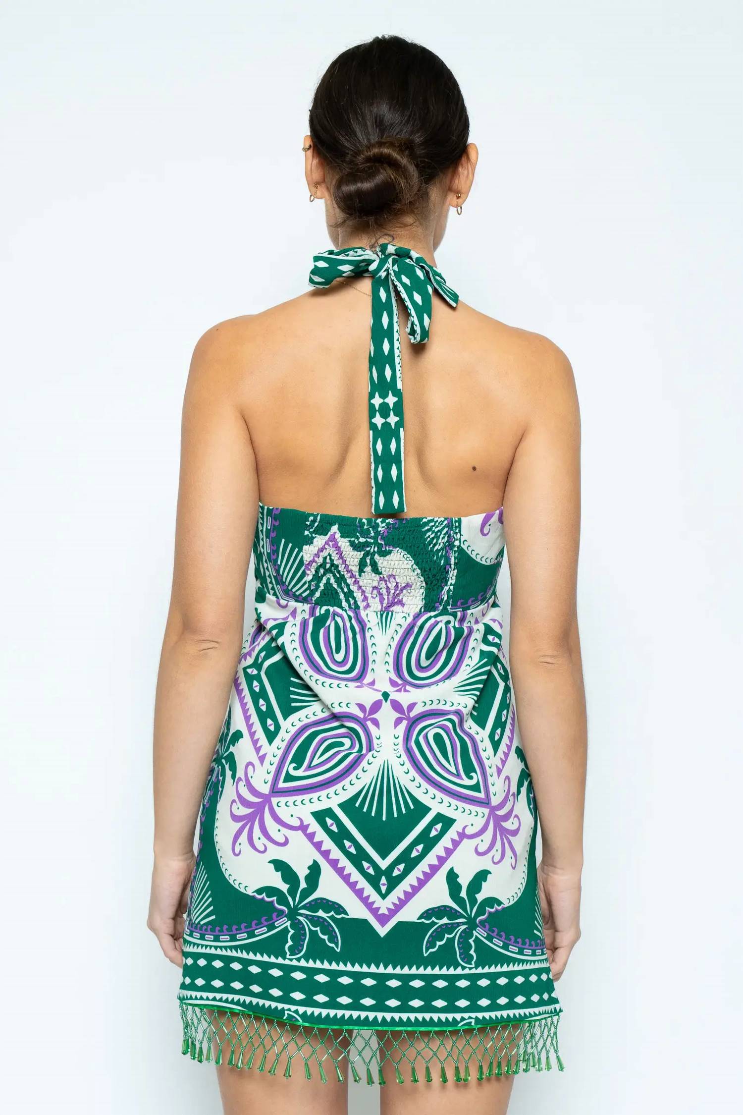 Fore Collection - Halter Bead Hem Mini Dress