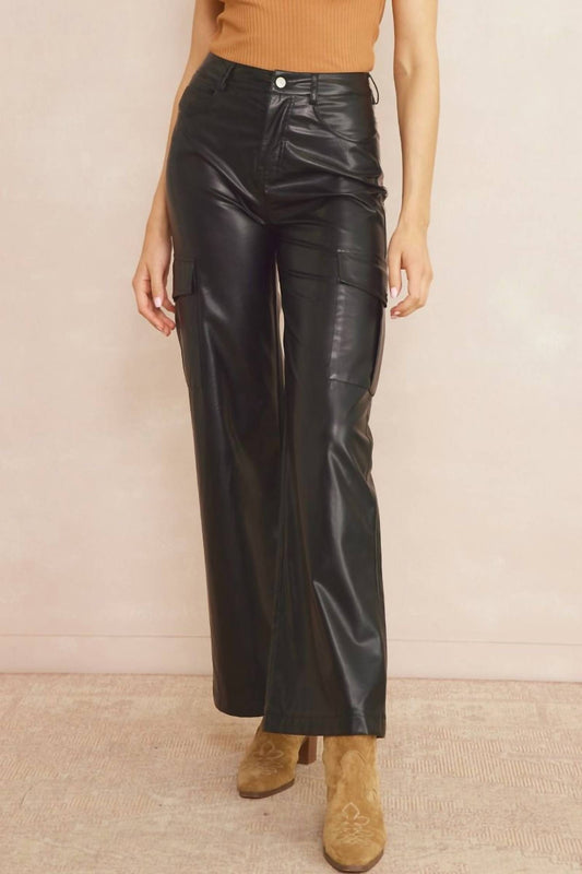 Faux Leather Cargo Pant