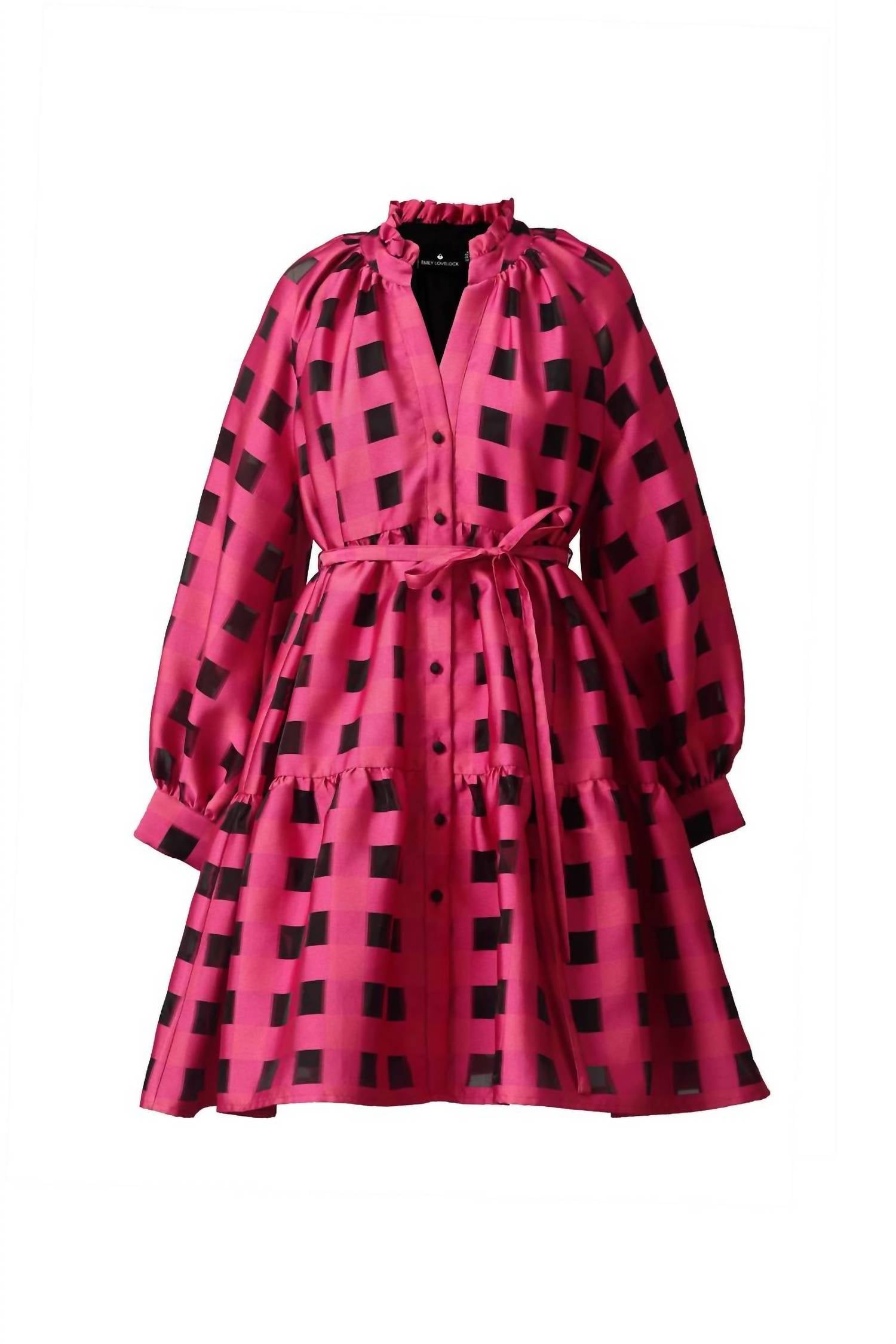 EMILY LOVELOCK Women's Lucy Jacquard Dress in crimson - women's dress - alternate view