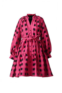 EMILY LOVELOCK Lucy Jacquard Dress in crimson - women's dress - alternate view