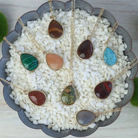 Lauren Lane - Women's Agate Stone Teardrop Pendant Layering Necklace