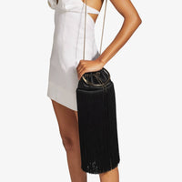 JIMMY CHOO Bon Bon Small Fringed Satin Bucket Bag in black - women's bag - view 5