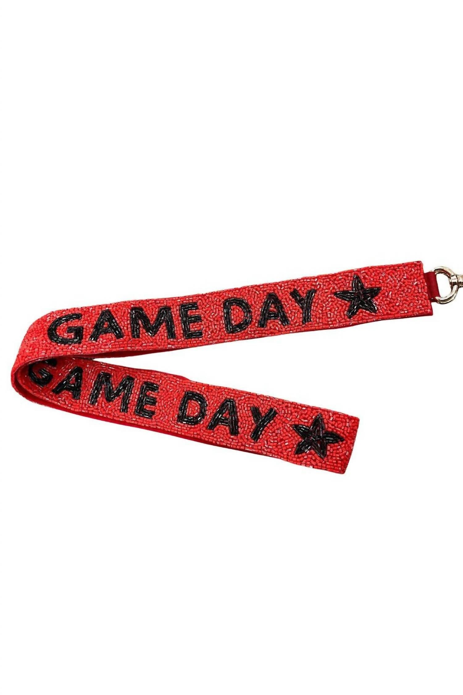 Treasure Jewels Women's Game Day Beaded Bag Strap in red and black - women's item