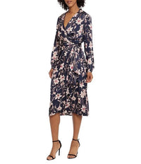 Long Sleeve Wrap Midi Dress