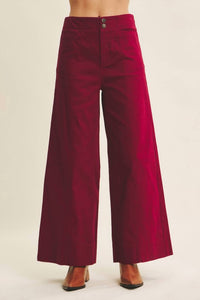 In February Melissa Stretchy Wide Leg Pants in burgundy - women's pants