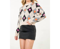 THML Argyle Pattern Knit Sweater in cream - women's sweater - view 4