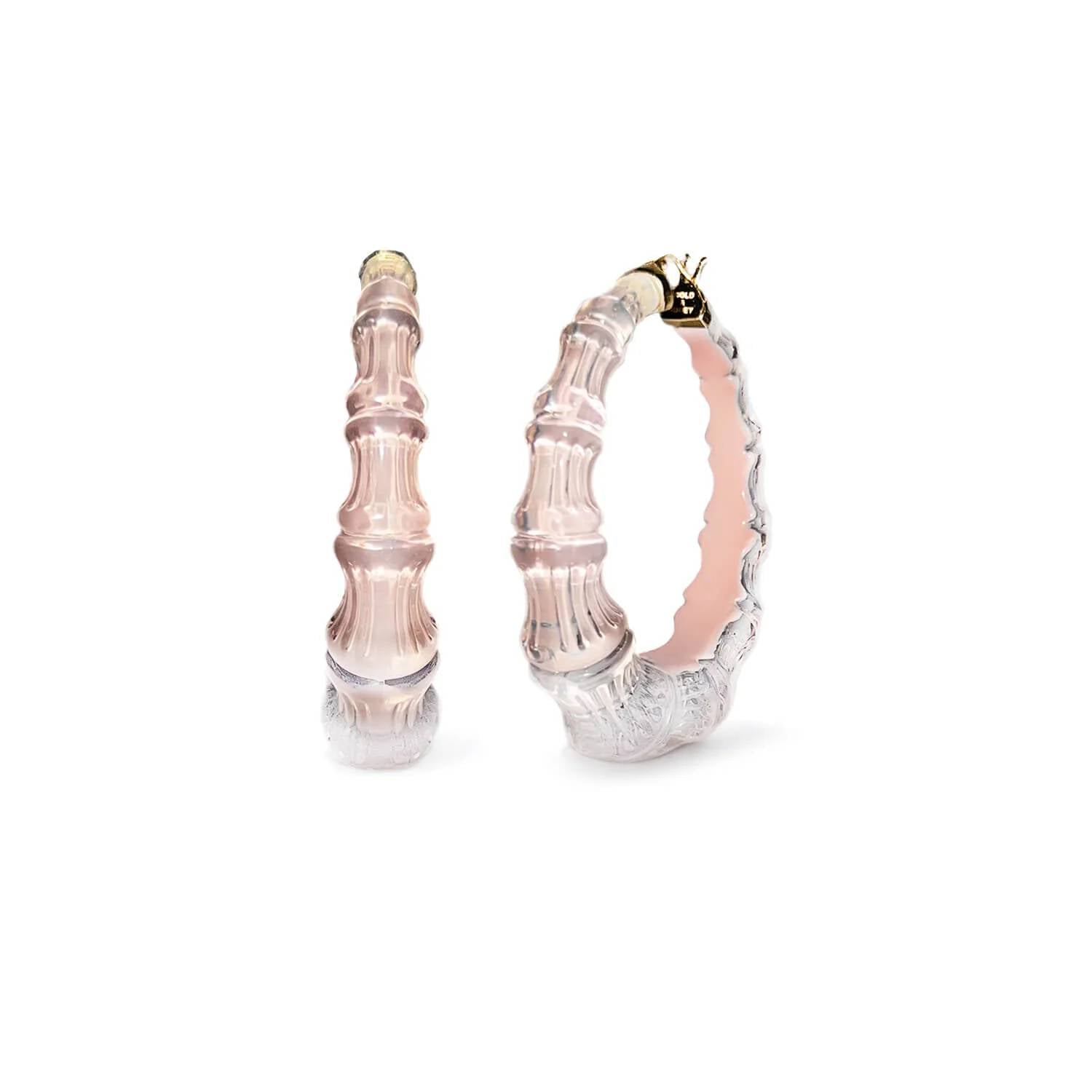 Gold & Honey - Women's Bamboo Illusion Lucite Hoop Earrings