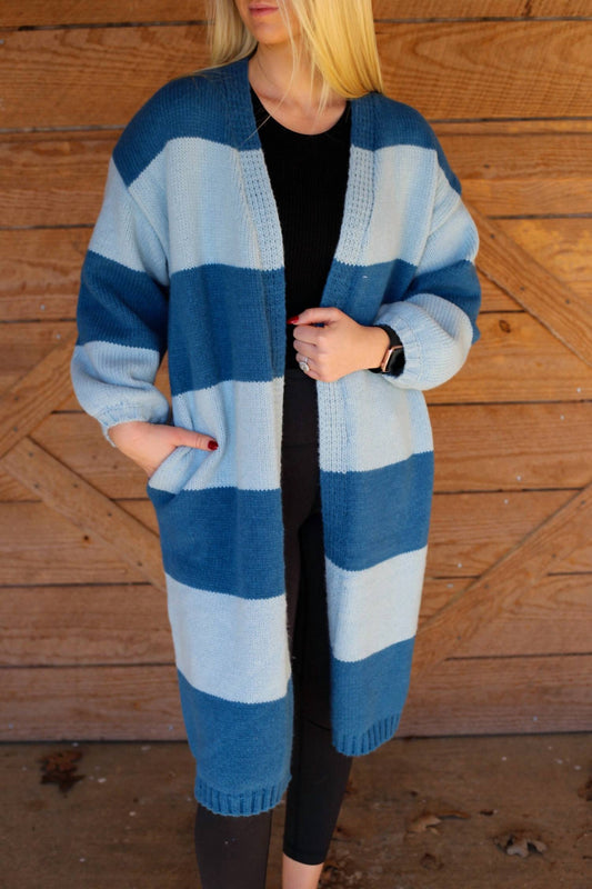 Promesa - Women's Striped Open Front Cardigan