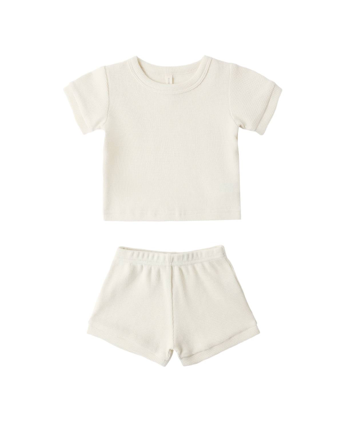 Quincy Mae - Girls Waffle Shortie Set