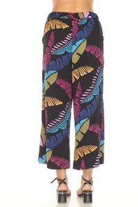 Joseph Ribkoff Tropical Print Culotte Pant in black multi 1 - women's pants - alternate view