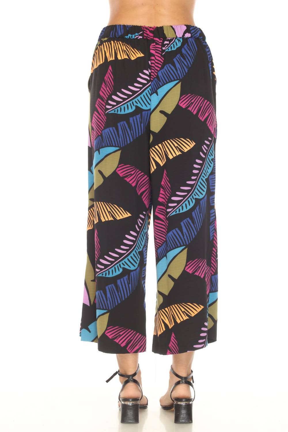 Joseph Ribkoff Tropical Print Culotte Pant in black multi 1 - women's pants - alternate view