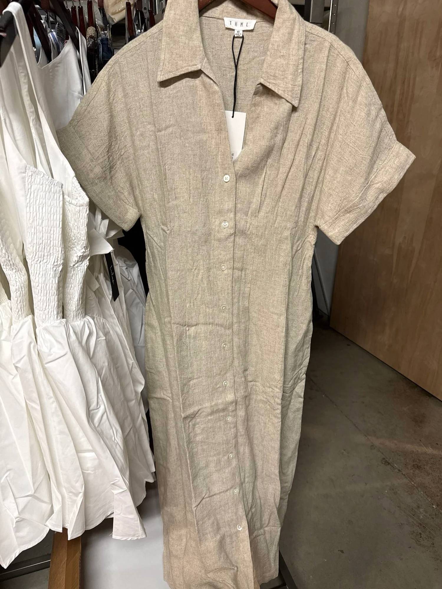 Thml - Short Sleeve Button Down Midi Dress